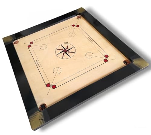 Image of WRF Superior Matte Finish Practice Carrom Board for Serious Professional Practice with Coins Striker and Powder Black New (35 Inches Club A5)
