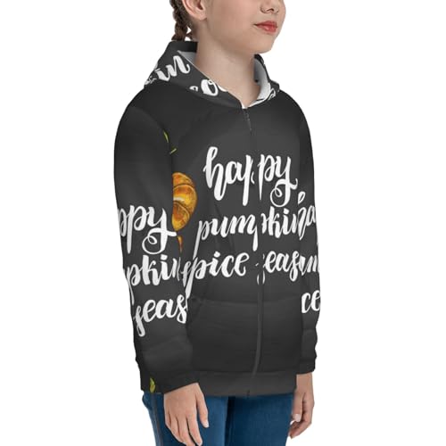 Autumn Harvest Pumpkins Kids Pullover Hoodies Boys Zip Up Sweatshirts Girls Athletic Clothes with Pocket4