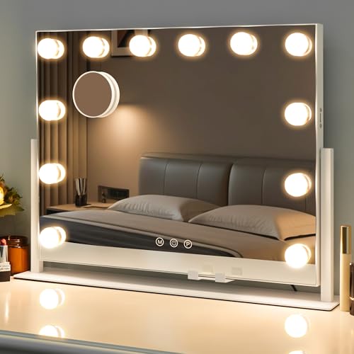 Hollywood Vanity Mirror with 12 LED Bulbs White