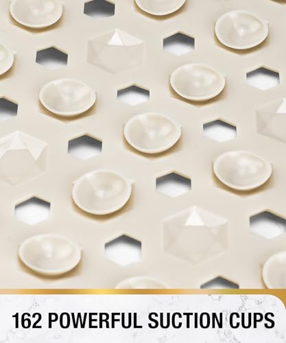 Image of HITSLAM Shower Mat Anti Slip, Square Bath Mat for Tub Non Slip with Suction Cups and Drain Holes, 21x21 Inch Bathroom Shower Stall Floor Mat, Machine Washable, Soft on Feet, Sand