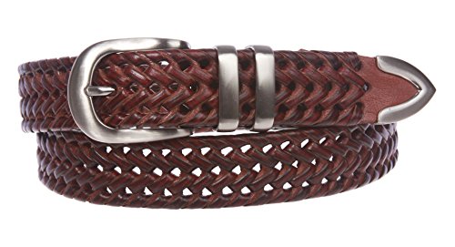 Ceinture en cuir tressé homme fin des trous déformés grâce à l'ajustement libre