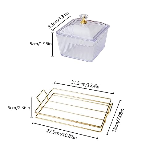 Clear Serving Bowls Set with Gold Metal Rack, Divided Serving Dish Appetizer Tray with 6 Removable Snack Bowls for Fruit Dessert Appetizer Nuts Snacks Candy Chip Dip (Clear) by YMYL - Image 2
