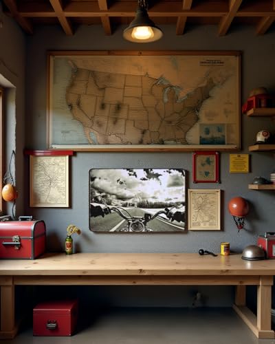 UOOPAI Ride Free Route 66 Motorcycle Retro Metal Tin Sign Rustic Wall Garage Decor Art Poster