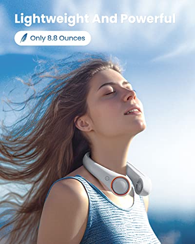 Gaiatop Portable Neck Fan, Rechargeable Hands Free Bladeless Portable Mini Fans, 3 Speeds 72 Air Outlet, Free Adjustment Personal Cooling Fan, Wearable Neck Fan Suitable For Traveling Office White #TOP1