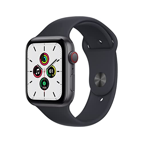 Apple Watch SE (GPS + Cellular, 44mm) - Space Grey Aluminium Case with Midnight Sport Band - Regular with AppleCare+