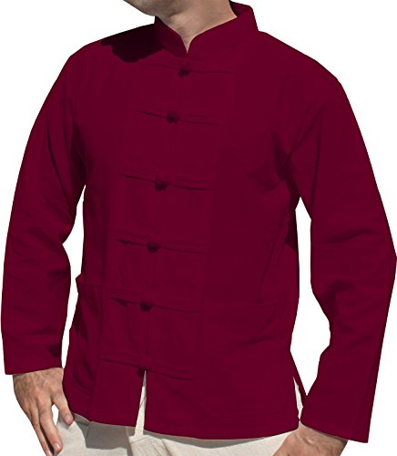 Image of RaanPahMuang Thick Muang Cotton Chinese Jacket Shirt Mandarin Frog Button Front