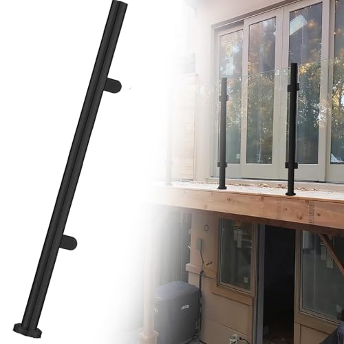 48 44 40 36 32 28 24 in Height Round Glass Railing Post, Glass Stair Railing Post System for Atrium Dividers, Stainless Steel Pillar Clamps Vitreous(A-Edge,Height 32in/80cm)