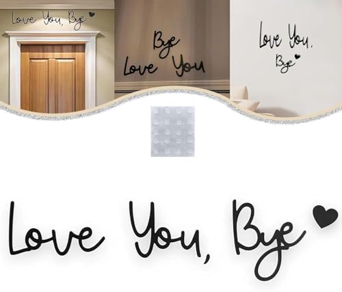Love You Bye Wall Decor - Black Hanging Wooden Sign with Letters, Farmhouse Entryway Wall Art for Living Room, Hallway, or Bedroom, Family Home Decor, Cute and Heartwarming
