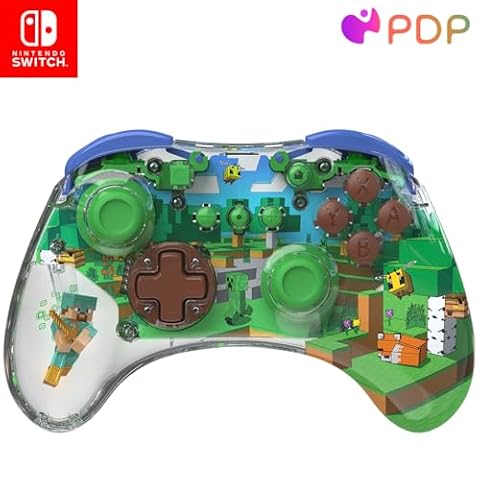 PDP Nintendo Switch REALMz - Switch Wireless Controller - MINECRAFT FOREST, Przezroczysty