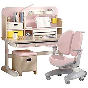 Bureau met plank Studie Bureau Lagere School Student Bureau Home Bureau en stoel Set Bureau en Stoel Lift Studiebalie witte computer bureau (Color : Pink)