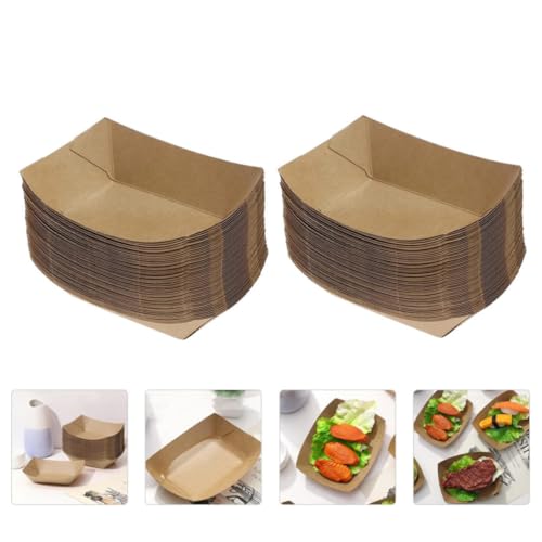 Bandejas de papel kraft reciclables y seguras para alimentos con base antigrasa x50 8