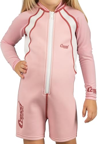 Cressi Shorty Kid - Muta Shorty per Bambini in Neoprene Ultra Stretch 1.5/2mm, Maniche Lunghe, L (4 Anni), Rosa/Bianco