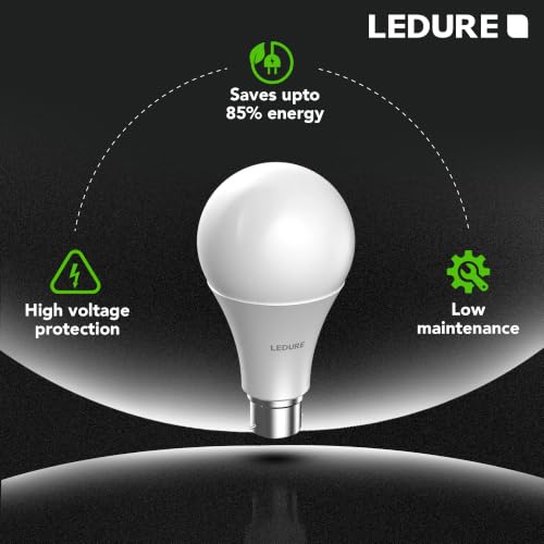 Image of LEDURE 9W Twin Pack LED Bulb B22 Base | Pack of 6 (12 Bulbs) | Energy Saving LED Light for Home, Office, Bedroom, Living Room | Cool White LED Lamp | 2 Year Warranty