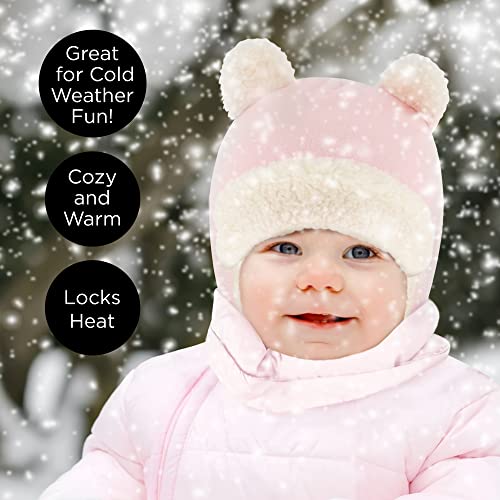 Infant Winter Hat Boy & Girl Baby Hats And Mittens Set Sherpa Lined With Earflaps - Newborn Trapper Hat 0-6,6-12,12-24 Months (Pink) #TOP6