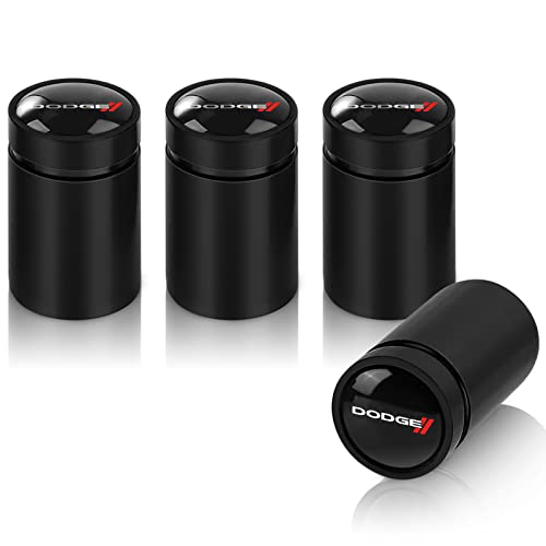 4 Pcs Black Car Tire Valve Stem Caps Cover Corrosion Resistant Premium Alloy Car Tire Air Caps Cover Accessories for Dodge Challenger Dakota Charger SRT Avenger Durango Caravan