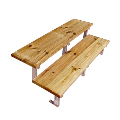 Scala in legno con cosciali in metallo in kit, 2-5 gradini, gradini in legno Autoclave (2 gradini, 160 cm)