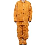 [Klettverschluss] Diese Schutzkleidung hat einen Klettverschluss am Ausschnitt, der den Kragen in einen Stehkragen verwandeln kann; mit dem Klettverschluss am Hosenbein lässt sich das Hosenbeinmaß verstellen;