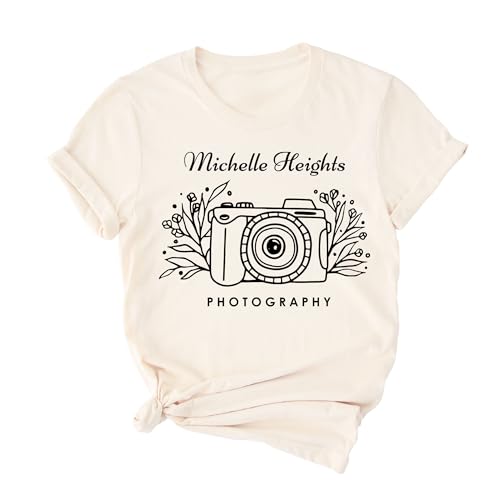 Custom Camera Logo Photography Tshirt, Personalized Photographer Birthday Gift White