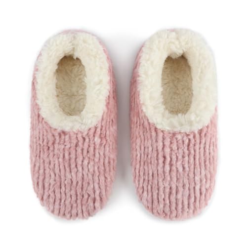 Snoozies Teddy Bear Faux Fur Pink Slippers, Women's Slippers Size 11-12 with Sherpa and Memory Foam (Light Pink, X-Large)