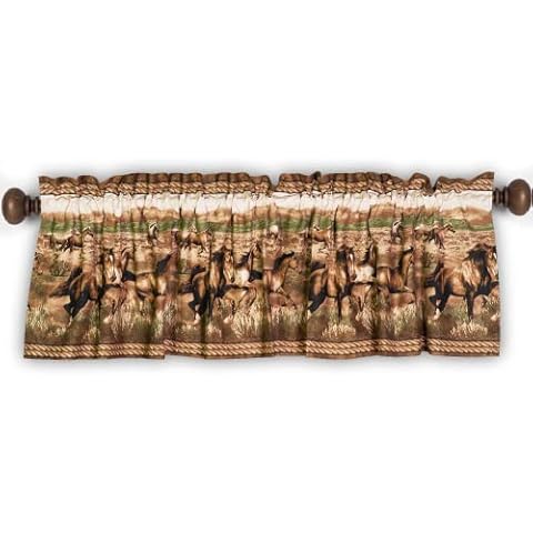 Blue Ridge Trading, Wild Horses Valance 88" x 18'' Inches, Animal Theme Valance Curtain for Bedroom, Kitchen, Living Room & Farmhouse, Perfect for Indoor & Outdoor Decor Cover