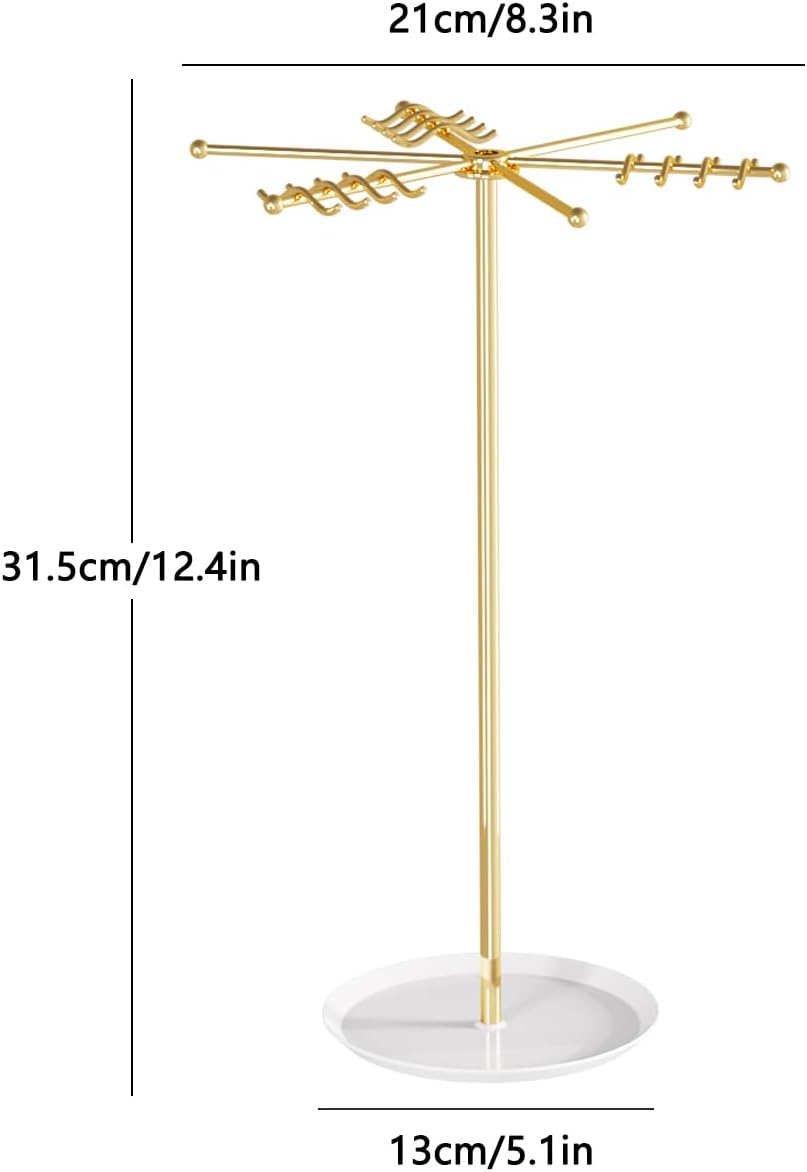 Rotating Necklace Holder,Tabletop Long Necklace Organizer Stand For Woman And Men,Jewelry Tree Bracelet And Earring Display Hanging Rack For Vendors,Small Jewelry Storage Stand