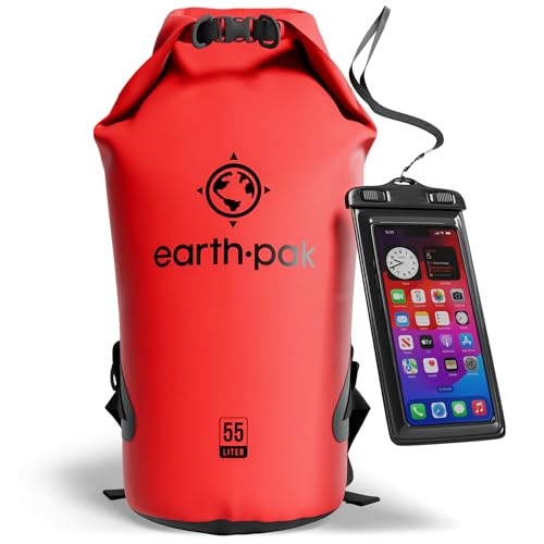 Image of Earth Pak Waterproof Dry Bag - Roll Top Waterproof Backpack Sack Keeps Gear Dry for Kayak with Waterproof Phone Case