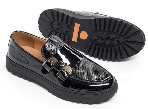 Santimon Mens Penny Loafers Yellow Dress Slip On Causal Flat Shoes Double Monk Mocasines Genunie Leather Modern Prom Wedding Fashion Tuxedo Shoes for Men3