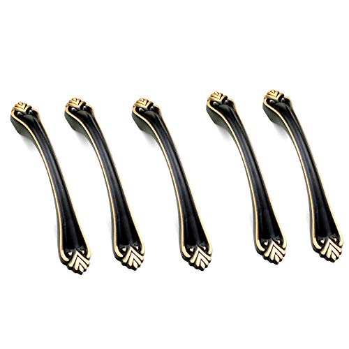 TOOLDO 5 juegos de pomos de puerta de bronce antiguo con tornillos, tiradores de latón antiguo para cajones de cocina, 128 mm, modo de agujero central 8017