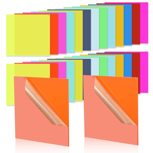 Image of cobee 30Pcs Colored Acrylic Sheets, 1 /8 Inch Thick 6 x 6 Inch Translucent Cast Acrylic Sheet Acrylic Panel for Laser Cutting Engraving Materials UV Printed Signs Crafts DIY Projects 15 Colors