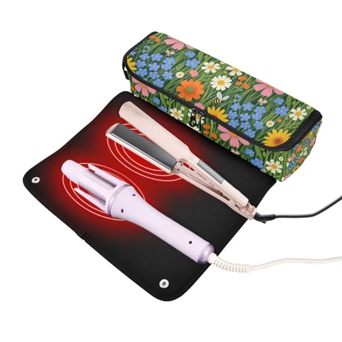 Bolsa de viaje para herramientas de cabello con tapete resistente al calor, impermeable y portátil para planchas, rizadores, estilizadores y más miniatura 2