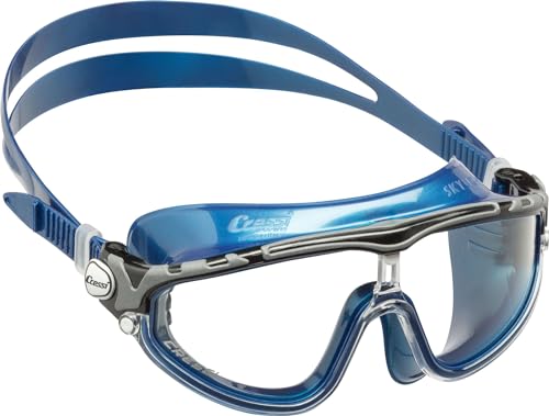 Cressi Skylight Swim Goggles - Blue Metal - Internal Anti-Fog Lens for Swimming - Secure Silicone Strap for Adult Swim Goggles