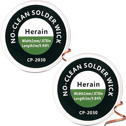 Herain No-Clean Solder Wick, Desoldering Braided Wicks, Desoldering Wicks Removal Tool Solder Sucker, Desoldering Wick Used to Remove the Solder and Disassemble Electrical Components Cover