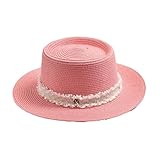 Women Summer Straw Sun Hat Fashion Flat Brim Holiday Travel Beach Hat Peach pnnrk 56-58cm