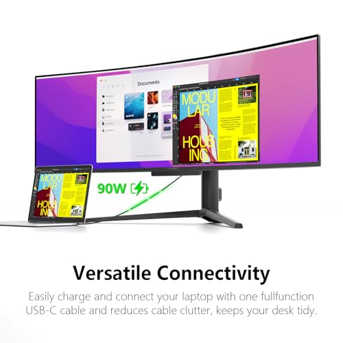 Image of INNOCN 49 inch 49Q1S OLED Curved Gaming Monitor 5120 x 1440p 240Hz, 0.03ms, USB Type C 90W, HDMI 2.1, DisplayPort, USB Hub, Surrounding Speakers, Adaptive-Sync, Height Adjustable Stand, Black