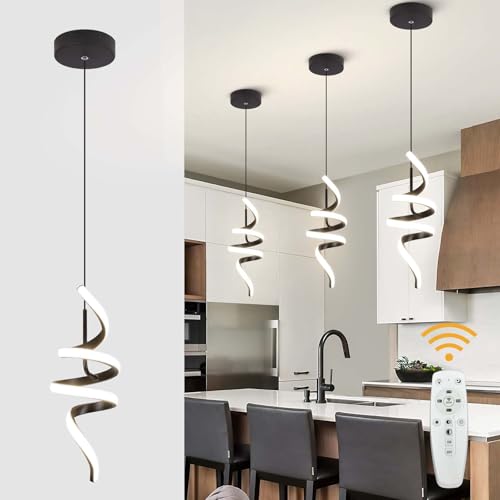 Sovinzert 3000-6000K Dimmable Modern Pendant Light,Black LED Pendant Light for