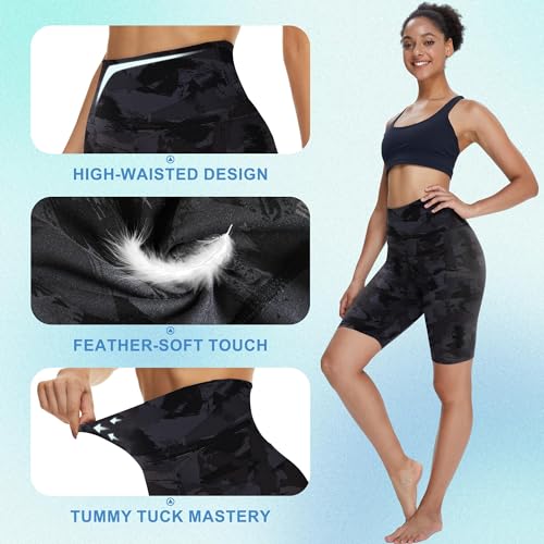 TNNZEET Biker Shorts Women - 8"/5"/3" High Waisted Tummy Control Workout Gym Spandex Booty Yoga Volleyball Shorts
