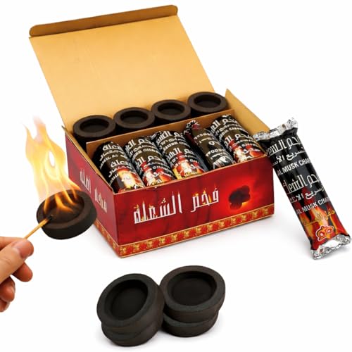 Image of Coal for Dhoop - Odourless Charcoal Discs 33mm for Dhoop & Bakhoor Burning - Quick Light, 45+ Min Burn - Pack of 5 Rolls (50 Discs)