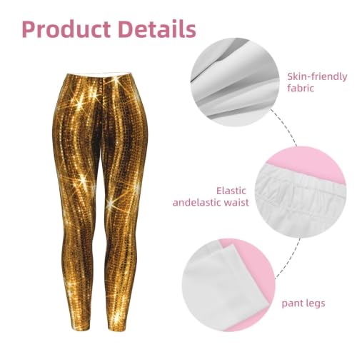 Leggings de compresión suave con estampado brillante dorado elegante 6