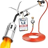 Hansewerk Brûleur à gaz avec allumage piézoélectrique avec régulateur de pression et tuyau de gaz de 5 m   Désherbeur de mauvaises herbes   Brûleur à gaz   Brûleur à gaz   Brûleur à mauvaises herbes