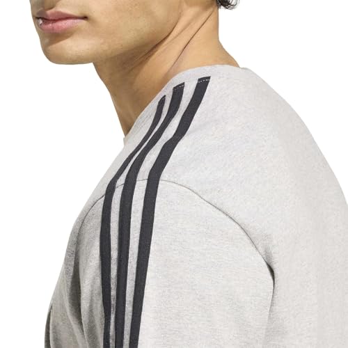 adidas Homme Essentials 3-Stripes Single Jersey Left Chest Nded Shirt, MGREYH/White, L