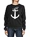 Produktbild Neverless® Sweatshirt Damen Print Aufdruck Trend Anker Vögel Rundhals-Pullover Pulli Sweater schwarz XL
