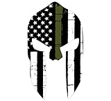 Evan Decals Olive Drab Style- Spartan Head Vintage USA Flag- Window Decal Vinyl Sticker 4'