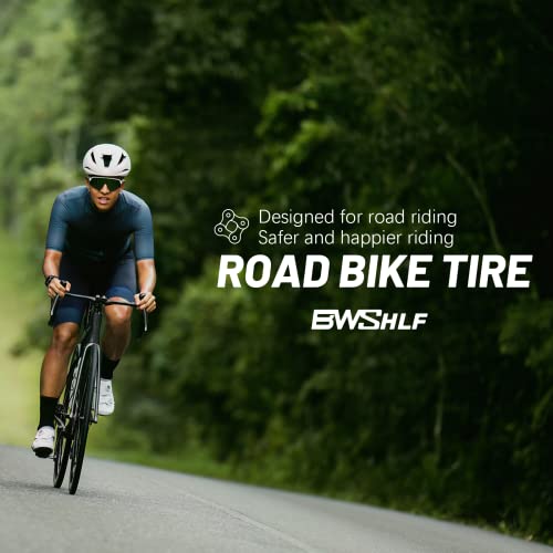 Bwshlf 700X23C Road Bike Tire, Folding Bead Replacement Cycling Bicycle Tires Black Durable 2 Pack #TOP6