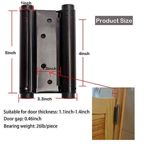 5" Double Action Spring Hinges, Self Closing Door Hinges For Saloon Cafe Pub Swinging Doors, 201 Stainless Steel, Including Pins And Screws, 4-Pack #TOP1