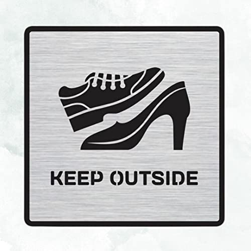 Image of CVANU 1pc Silver Acrylic KEEP OUTSIDE Self-Adhesive Sign Board for Office /Hospital /Cafe Sign Board c74