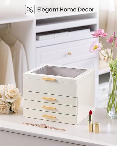 Joyero de madera Lolalet elegante caja de regalo beige para pulseras y anillos 5
