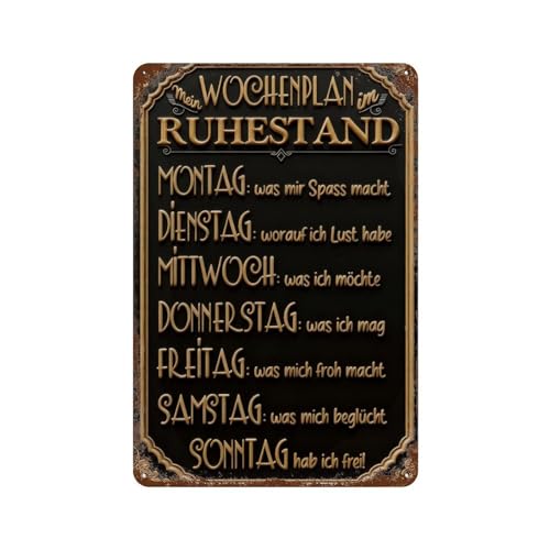 Borsxtzy My Weekly Plan In Retirement Modern Home Wall Decoration Art Metal Tin Poster30x20cm