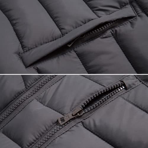 Msmsse Men's Outerwear Vests Winter Outdoor Removable Hooded Padded Puffer Vest For Men Grey 2Xl #TOP7