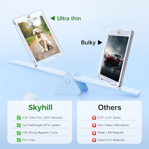 Image of SkyHill 102ct Magnetic Card Holder, 35pt Slim One Touch Hard Card Case | U-V Protection & Waterproof Mag Cases for Trading Cards. Display Case for Sports, Baseball, Football, Game Cards, 102 Sleeves