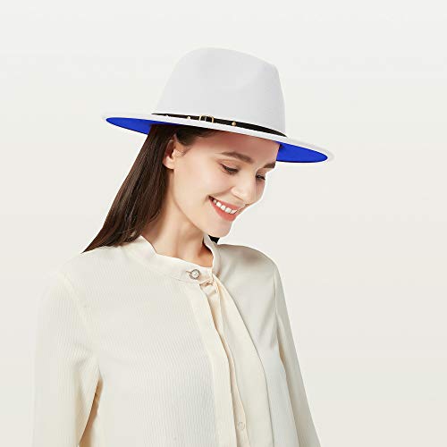 Image of jingsha Fedora Hats for Men & Women Wide Brim Fedora Felt Panama Hat Men's Dress Hats with Belt Buckle
